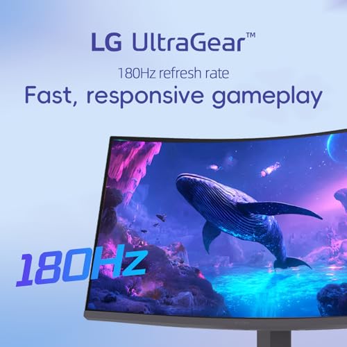 Image of LG 32 inch Ultragear Curved Gaming Monitor, QHD, VA Panel, 180Hz, 1ms GtG, AMD FreeSync Compatible, HDR10, sRGB 99% Color, HDMI, DisplayPort, Height /Tilt /Swivel Adjustable Stand, Black