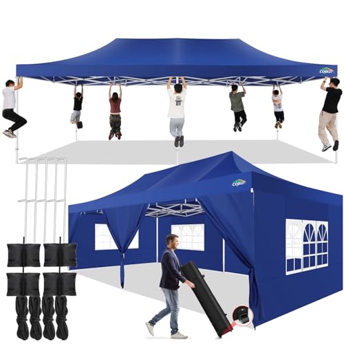 Image of COBIZI 13x26 Pop Up Canopy Tent with 8 Sidewall,Heavy Duty Canopy,Dark Blue