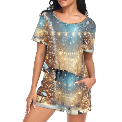 Pyjama de Noël pour femmes thermorégulateur, ensemble d'intérieur doux spécial été taille S