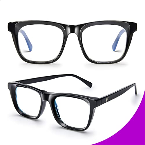 Image of VISOONE Square Blue Light Blocking Glasses TR90 Clear Lens for Women Men BONA