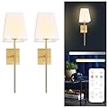 ElumiLoft Battery Operated Wall Sconces Set of 2 Wireless Rechargeable Wall Lights with Dimmable Brightness, 3 Color Temperature Settings & Remote Control – Elegant Wall Sconces for Home Décor
