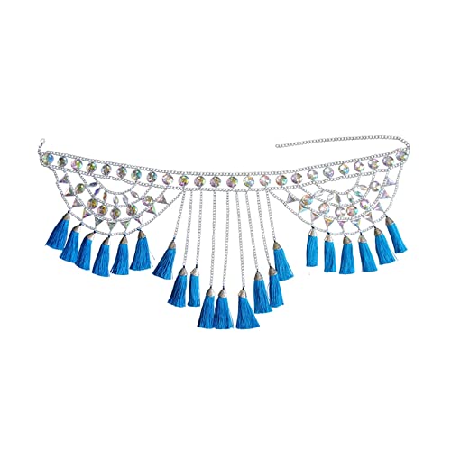 Cadena de cintura de eslabones con borla de acrílico multicolor para mujer