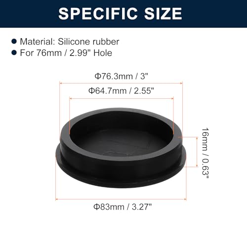 Image of uxcell 2 Pcs Black Plug Holes, Waterproof Rubber Button Plug for 76mm / 2.99 inch Hole