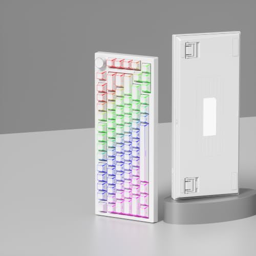 Image of White PBT Shine Through Keycaps, Side Printed Translucent Keycaps, Double Shot Cherry Profile for MX Switches Mechanical Keyboard