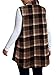 Mina Self Fall Flannel Vest Jackets for Women 2025 Plaid Long Brown Tops Fashion Trendy Lightweight Sleeveless Womens Waistcoat Business Casual Winter Women's Vests Blazer Jacket Coat Top Outerwear