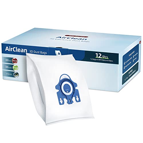 Rowhalf 12 Pack 3D Airclean Dust Bags, Compatible with Miele GN Vacuum