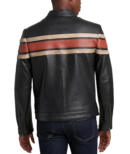 Image of Crafter Men's Classic Elite Vintage Style Cafe Racer Retro Motorcycle Distressed Biker Zip Up Genuine Leather Jackets For Men