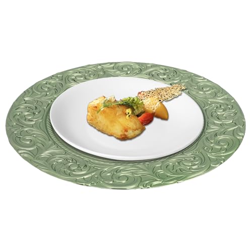 100 Platos Cargadores Redondos 13 in Verde Reutilizables