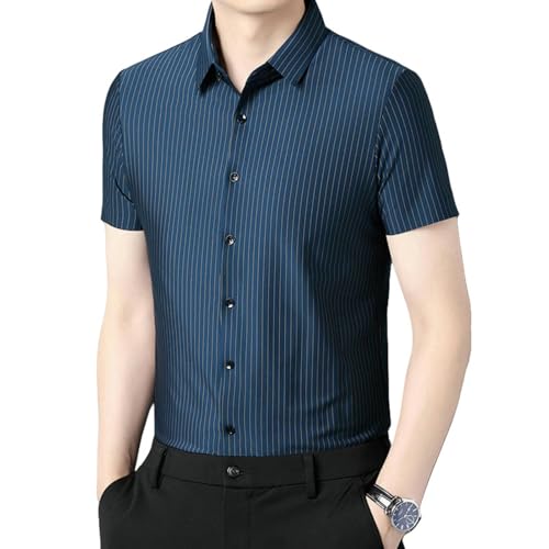 Chemise à manches courtes à rayures pour homme en coupe ample