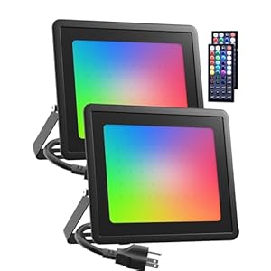 LED Flood Light Outdoor 800W Equiv, 100W RGB Color Changing Floodlights with Remote, Uplighting Indoor IP66 Landscape Floor Lighting Strobe Stage Spot Lights, Uplights for Halloween Events