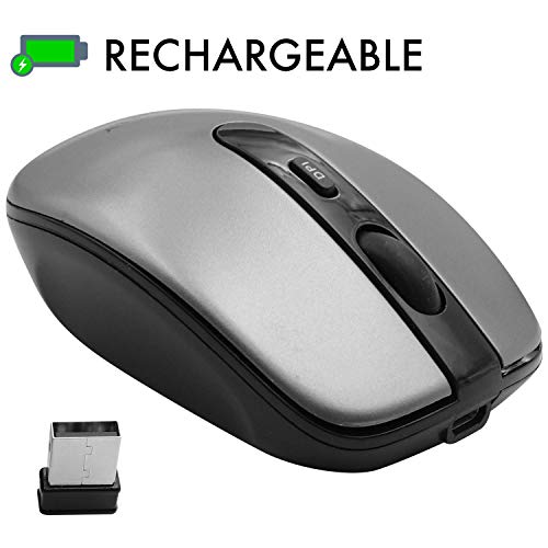 Macally Rechargeable Wireless Mouse with 3 Button, Smooth Scroll Wheel, 3 Adjustable DPI