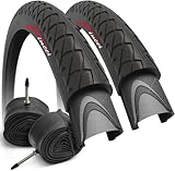 Fincci Pair 26 inch Bike Tires - Foldable Slick 26 x 1.95 Bike Tires for Mountain Bike MTB Road Hybrid Bicycle 50-559, 30 TPI - Pack of 2 Tires Leno (Foldable with Presta Valve)