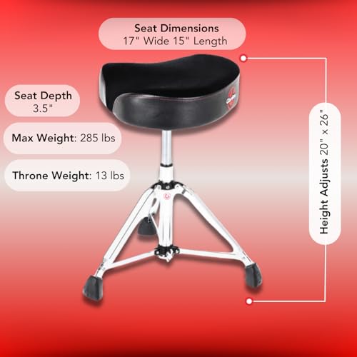 image for Gibraltar Hydraulic Drum Throne with Oversized Saddle Seat and Pneumat