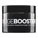 Style Factor EDGE BOOSTER HIDEOUT Water-Based Pomade | Strong Hold & Instant Gray Coverage | Slick Styling for Flyaways, Edges & Roots | High Shine Finish | Natural Black | 3.38 oz