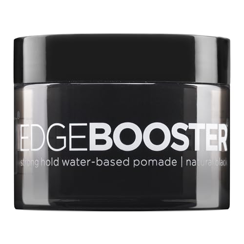 Style Factor EDGE BOOSTER HIDEOUT Water-Based Pomade | Strong Hold & Instant Gray Coverage | Slick Styling for Flyaways, Edges & Roots | High Shine Finish | Natural Black | 3.38 oz