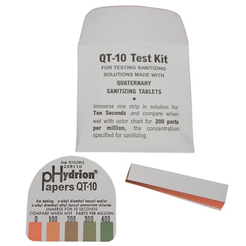 Spill-Stop 1176-0 Quaternary Solution Test Kit, for Testing Solutions Made with Steramine Sanitizing Tablets, Easy-to-Use Test Strips, Accurate Readings, Pack of 15, Made in USA