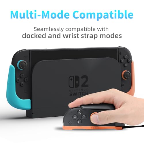 Image of MystiForge Split Grips for Nintendo Switch 2 Joycon 2 - Ergonomic, Anti-Slip TPU, Quick Release & Lightweight (Blue&Orange)