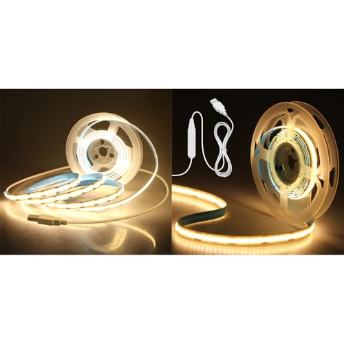 Tira de LED COB Aclorol 5V USB 6.56FT Blanco cálido regulable miniatura 1