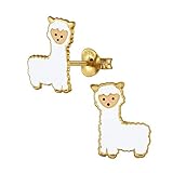 Material: Silber vergoldet La Rosa Princesa - Gold cute alpaka ohrstecker - Lama Alpaca Silber Ohrringe