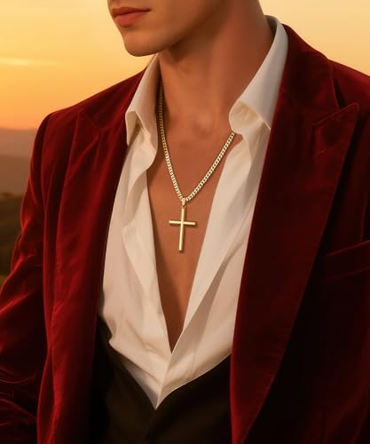 Fasongo 18K Plated Gold Big Cross Necklace for Men Women - image 5