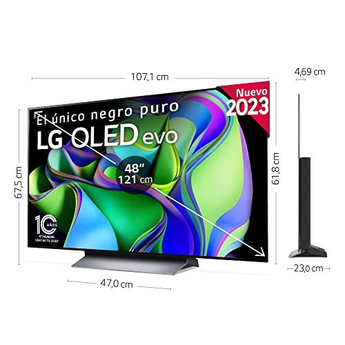 LG OLED48C34LA 48″, 4K OLED EVO, Smart TV, webOS23, Procesador Máxima Potencia, Dolby Vision, Dolby Atmos, Gaming, Alexa/Google Assistant