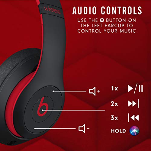 Beats Studio3 Wireless Noise Cancelling Over-Ear Headphones - Apple W1 Headphone Chip, Class 1 Bluetooth, 22 Hours Of Listening Time, Built-In Microphone - Defiant Black-Red (Latest Model) #TOP5