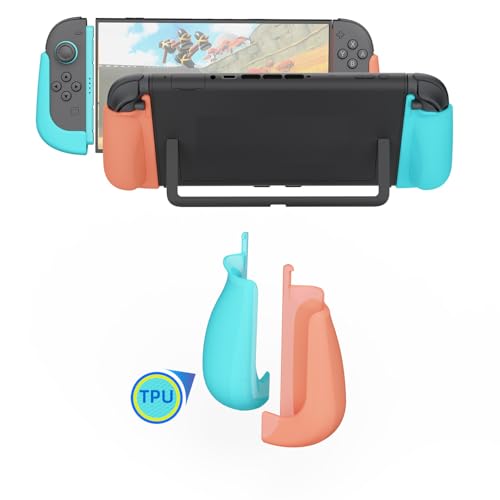 Image of MystiForge Split Grips for Nintendo Switch 2 Joycon 2 - Ergonomic, Anti-Slip TPU, Quick Release & Lightweight (Blue&Orange)