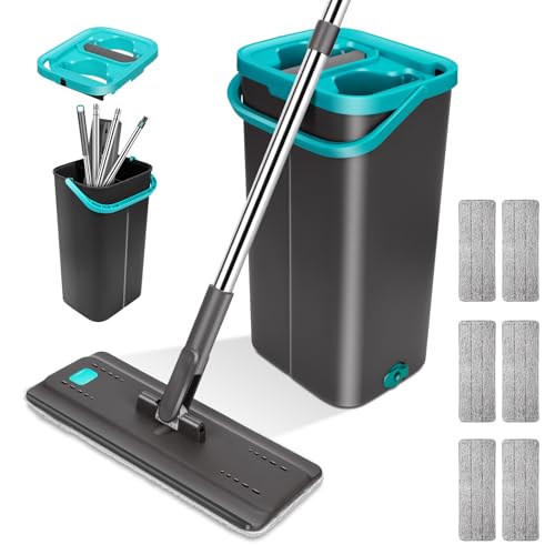 Myiosus Flat Mop and Bucket Set with Long Handle