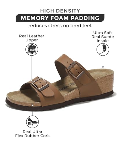 Image of Project Cloud 100% Genuine Leather Wedge Platform Sandals for Women (MILA) | Soft Memory Foam Insole Wedge Sandals Women - Non-Slip Outsole Comfortable Platform Design - Lightweight Womens Sandals