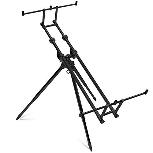 Foto von ARAPAIMA FISHING EQUIPMENT® Rod Pod Triplecoast | Aluminium Rutenhalter | Angeln Rutenauflage für 3 Angelruten | Angelhalter inklusive Tragetasche - Schwarz - OneSize