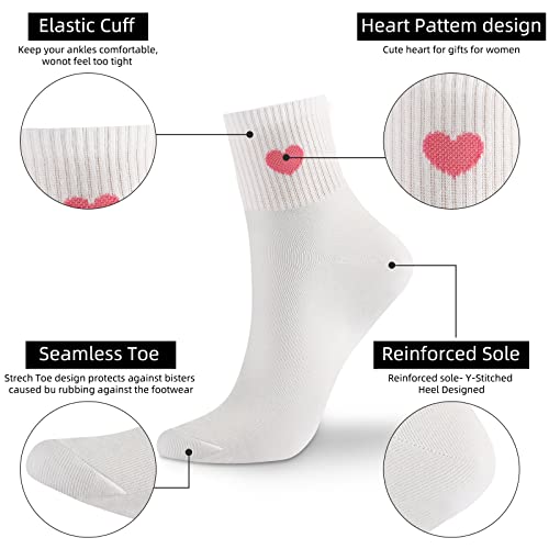 Image of Corlap Women's Cotton Crew Socks - Ankle High Fun Cute Heart Casual Dress Athletic Socks - 5Pairs Gifts for Mother /Her