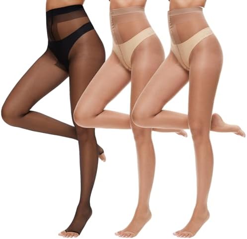 Toeless Pantyhose for Women 10D Control Top Open Toe Sheer Tights