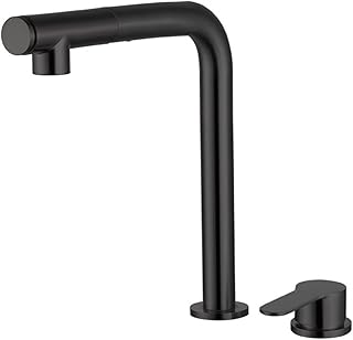 XJTNLB Grifo Cocina Abatible y Extraible Grifo Cocina Plegable Bajo Ventana Modo Dual Grifos de Cocina Fregadero Monomando Oculto de Elevación-Negro