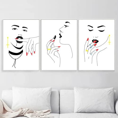 Peinture sur toile maquillage et baisers 40x60cm noir et blanc pour salon
