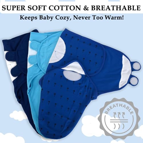 Image of 3 Pack Organic Swaddles Sacks For Newborns, Baby Girls, Boys, Soft & Snug Newborn Sack, Nursery Swaddling Blankets
