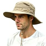 Sombrero de Sol Hombre Pescador Anti-UV UPF 50+ ala Ancha Impermeable Plegable con Malla Transpirable