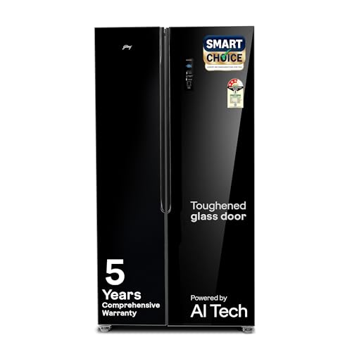 Godrej 600L 3Star 5 Years Comprehensive Warranty Smart Convertible Zones | Toughened Glass Door | Frost Free Inverter (2025 Model, RS EONVELVET 600C RIT BK GL, Black Glass)