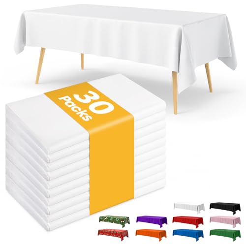 Niuara White Plastic Table Cloth - 30 Pack 54