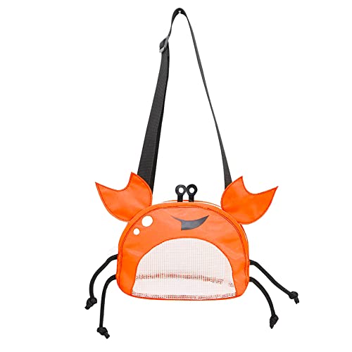Uposao Crab Mesh Beach Bag, Beach Toys Shell Bags Foldable Seashell Collecting Sand Bags Beach Sand Toy Totes with Adjustable Shoulder Strap Outdoor Play Mesh Tote Bag for Shells, Snacks, Toys