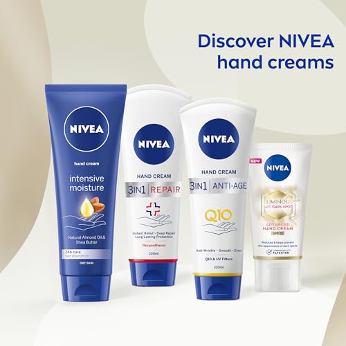NIVEA Intensive Moisture Hand Cream (100ml), Nourishing Hand Cream with Almond Oil and Shea Butter, Daily Intensive Moisturising Hand Lotion for Dry Hands