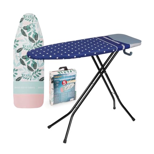 Vitapur Premium Bügelbrett mit 2 Hochwertigem Bügelbezug - Stabiles & Höhenverstellbares Tischbügelbrett, Dampfbügelstation geeignet - Langlebiges Dampfbügelbrett, Ironing Board, Bügeltisch