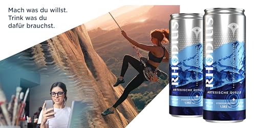 RHODIUS Mineralwasser - natürlich, prickelnd aus der Vulkaneifel - reich an wertvollen Mineralien und Magnesium - in der praktischen Getränkedose, EINWEG (24 x 330 ml)