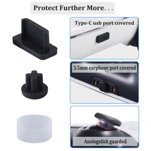 Yorha 2 Fundas de Silicona para Mando de PS5 (Negro + Blanco) con 8 agarres para el Pulgar, 8 enchufes, 4 Protectores analógicos - imagen 6