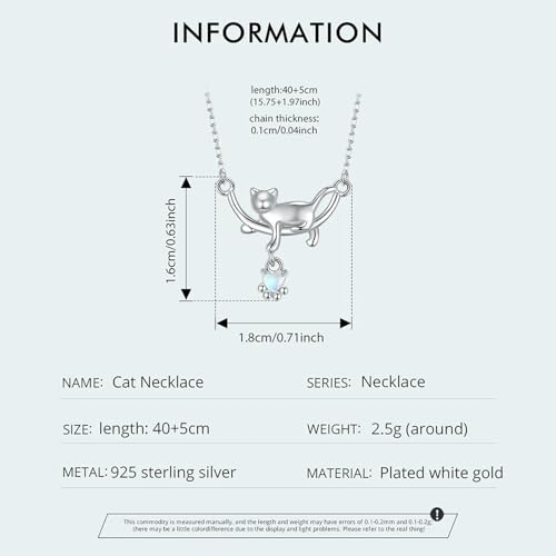 Collier chat en argent 925 sterling pour femme aux finitions joaillerie