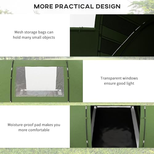 Outsunny 4-6 Man Camping Tent with Living Area and 2 Bedrooms, Hiking Sun Shelter, UV Protection Tunnel Tent - Image 6