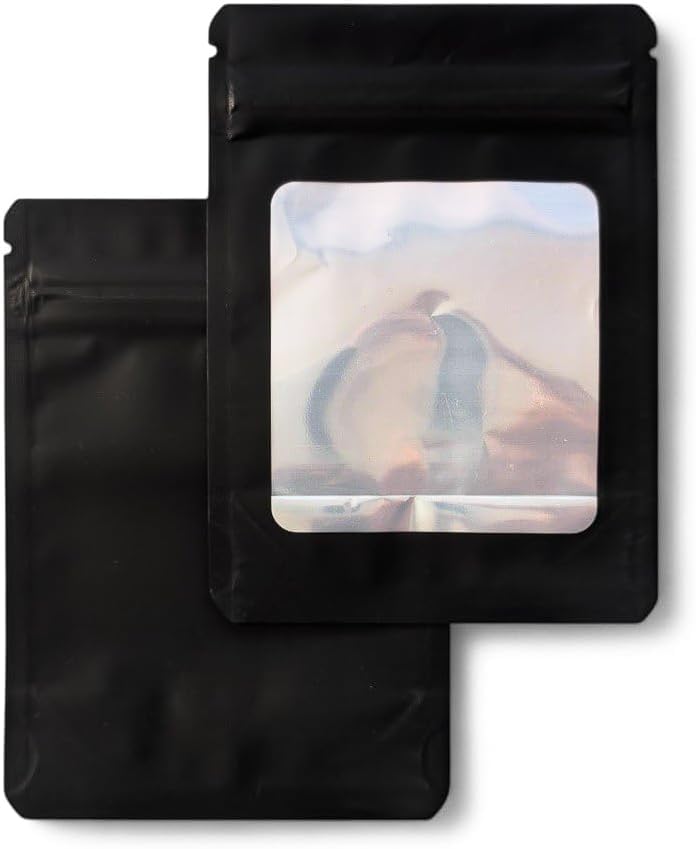 Premium Black Mylar Bags - 3.5g - Matt Black Soft Touch with Large Clear Window - 90mm x 125mm Storage Solution (20)