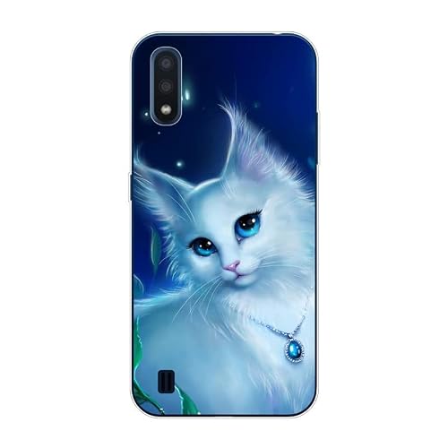 KARTXITAI Case Compatible with Samsung Galaxy A01,Shockproof Slim Thin Silicone Protective Anti-Fingerprint Anti-Scratch Anti-Fall Phone Cover - cat, Kitty, Pussy