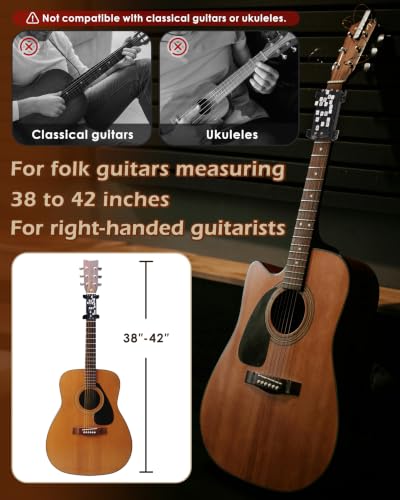 Image of Portable Guitar Chord Presser, Guitar Chord Helper And Trainer for Acoustic Guitar, Guitar Learning Tools for Beginners and Arthritis Player, Develop Confidence Quickly, black with clip