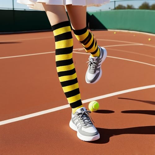 Casual Knee High Sock, Tube Socks, Elasticity Athletic Socks, Thin Stripe Kn-ee High Stockings,Outdoor Casual Knee Sock