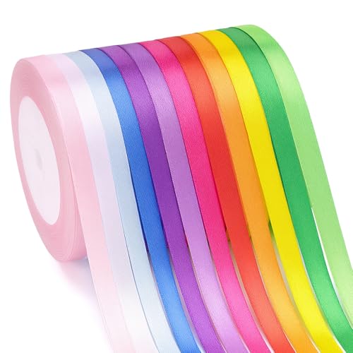 G2PLUS 12 Farben Satinband Dünn 6mm: Dekoration Geschenkband 22m Schleifenband zum Bastel Dekoband für Geschenkverpackung Dekoration